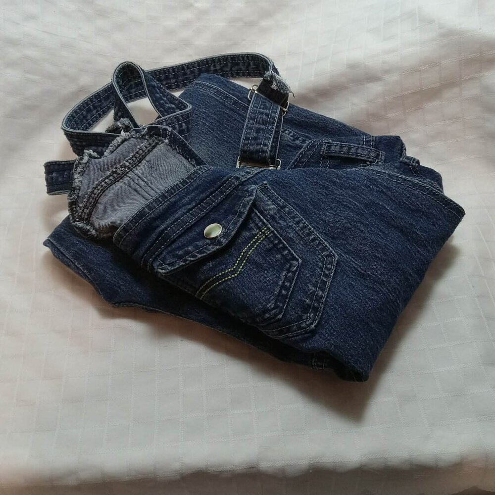 Denim overalls for teens, worn twice. Check the measurements in the pictures